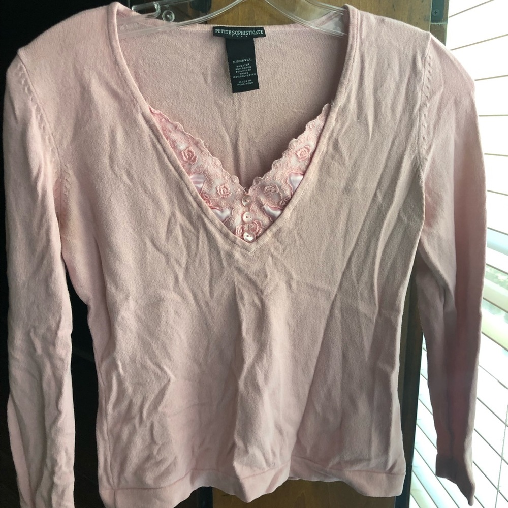 Petite Sophisticate Baby Pink Sweater